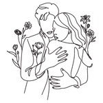 Neutral Beige Floral Couple Wedding Logo (300 × 300 px) (150 × 150 px)